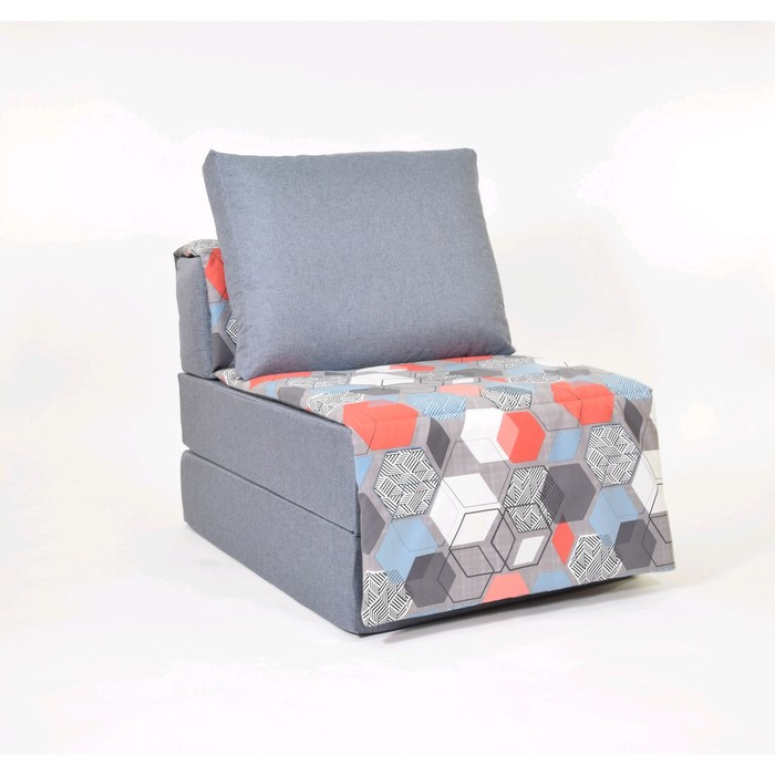 Кресло - кровать «Харви» с накидкой - матрасиком, размер 75 х 100 см, цвет серый, принт геометрия, рогожка - фото 1 - id-p199120284