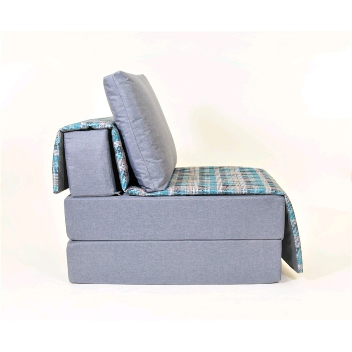 Кресло - кровать «Харви» с накидкой - матрасиком, размер 75 х 100 см, цвет серый, принт квадро, рогожка, велюр - фото 2 - id-p199120285