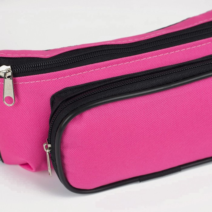Поясная сумка на молнии, наружный карман, цвет чёрный/розовый - фото 3 - id-p199137993
