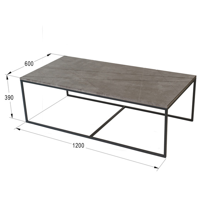 Стол журнальный «Геометрика», 1200 × 600 × 390 мм, цвет серый бетон - фото 4 - id-p199099852