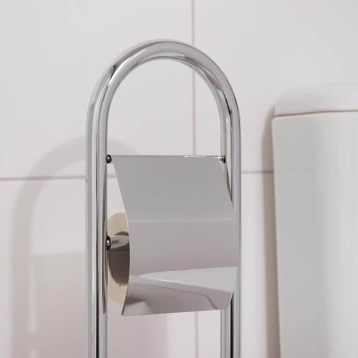 Ёрш для унитаза напольный Accoona, 21,5×21,5×81 см, с держателем для туалетной бумаги, цвет хром - фото 4 - id-p199121273