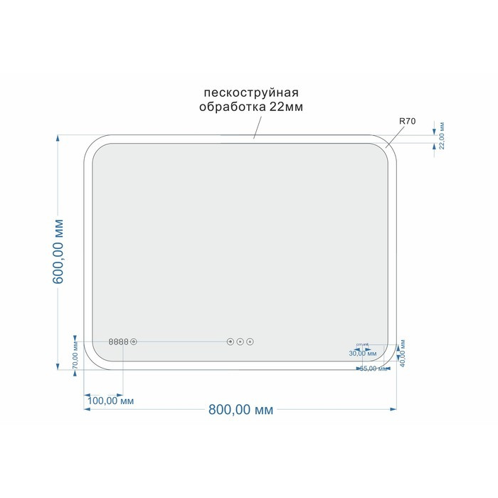 Зеркало Cersanit LED 070 DESIGN PRO, 80 x 60, сенсор, антизапотевание, часы - фото 5 - id-p199095123