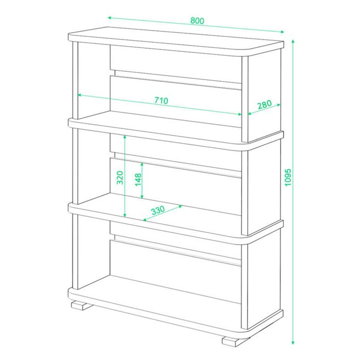 Стеллаж, 800 × 330 × 1100 мм, цвет нельсон - фото 2 - id-p199097184