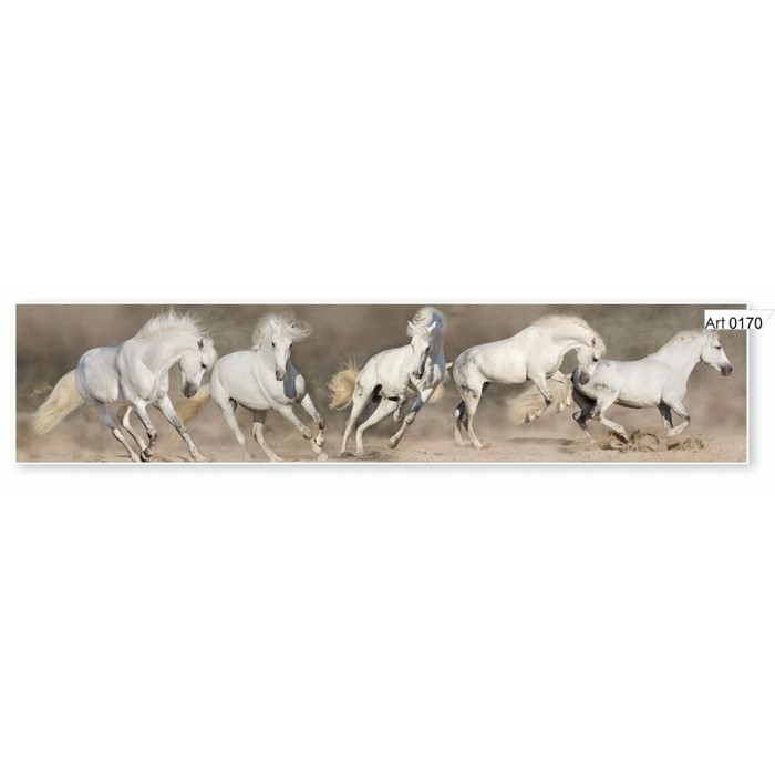 Фартук кухонный МДФ PANDA Белые лошади, 0170 - фото 1 - id-p199108153