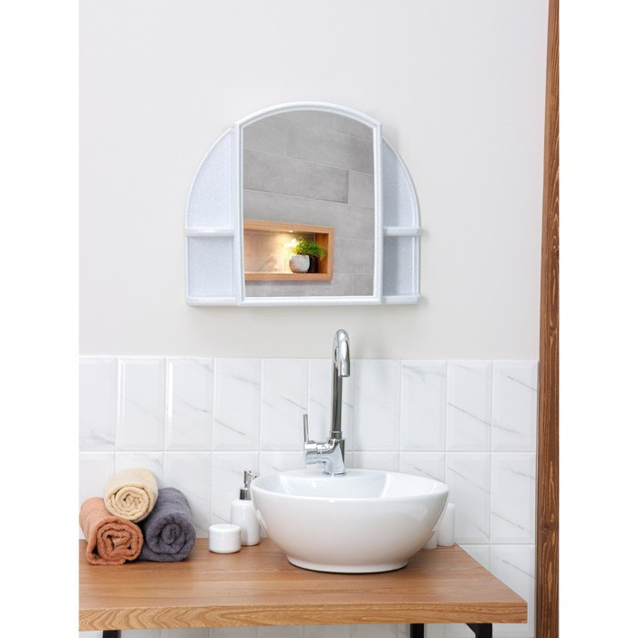 Шкафчик для ванной комнаты c зеркалом «Орион», цвет белый мрамор - фото 2 - id-p199098253