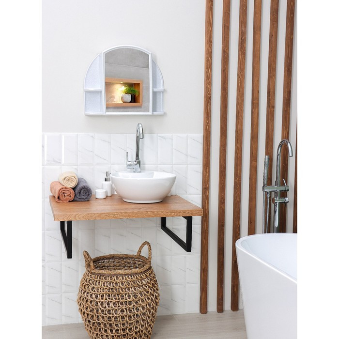 Шкафчик для ванной комнаты c зеркалом «Орион», цвет белый мрамор - фото 3 - id-p199098253