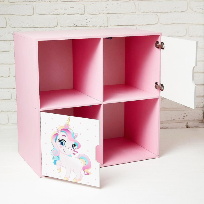 Стеллаж с дверцами «Пони», 60 × 60 см, цвет розовый - фото 2 - id-p199101230