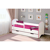 Кровать детская с бортом «Радуга», 1 ящик, 800 × 1600 мм, цвет белый / кант светло-розовый