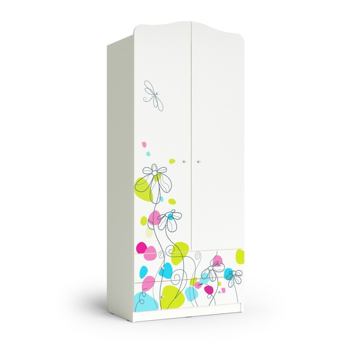 Шкаф 2-х дверный с ящиками Flowers, 800х450х1890, Белый - фото 1 - id-p199105312