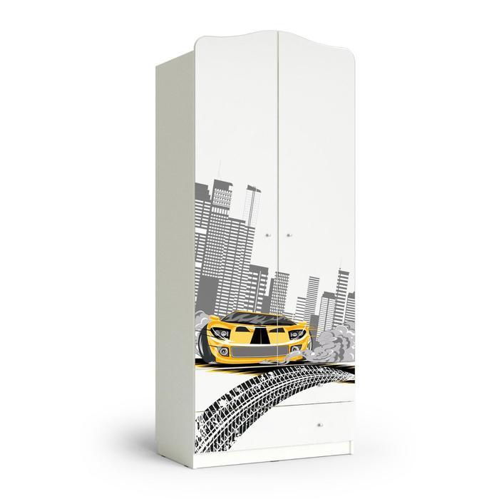 Шкаф 2-хдверный с ящиками 800*450*1890 белый, желтая машина - фото 1 - id-p199105313