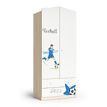 Шкаф 2-х дверный с ящиками Football, 800х450х1890, Белый/ Ясень шимо светлый
