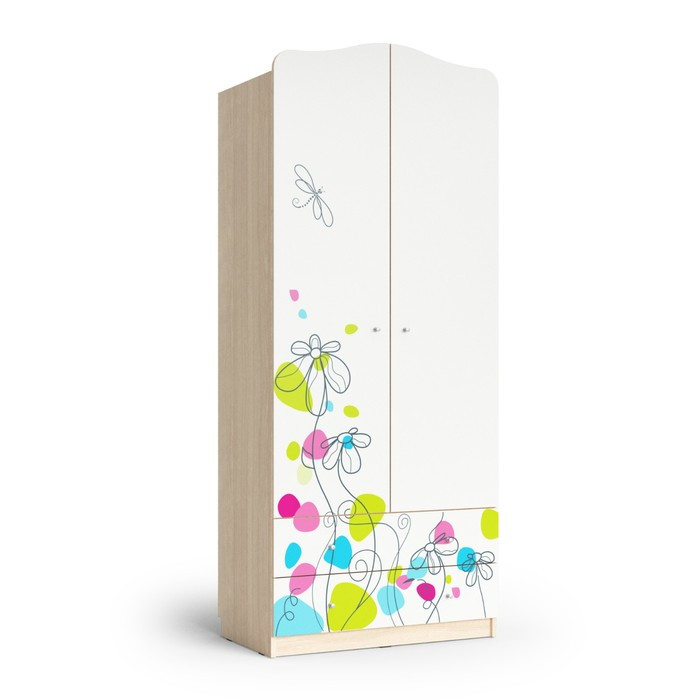 Шкаф 2-х дверный с ящиками Flowers, 800х450х1890, Шимо светлый - фото 1 - id-p199105318