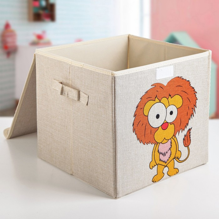 Короб стеллажный для хранения с крышкой «Львёнок», 30×30×28,5 см - фото 2 - id-p199127768