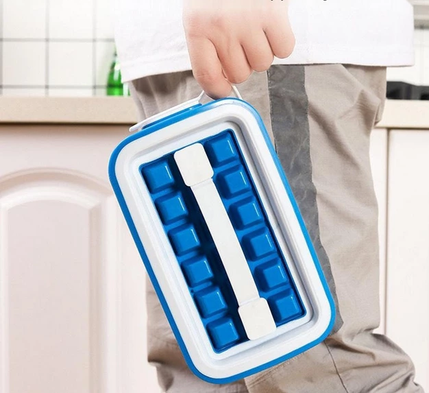 Форма для льда Ice Cube Tray / форма для охлаждения напитков / контейнер для льда и воды с ручками Синяя - фото 4 - id-p199160100