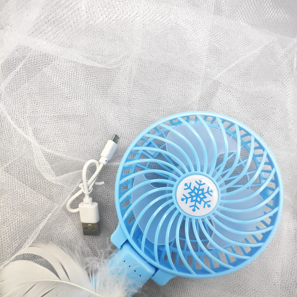 Портативный USB-вентилятор - мини Handy Fan Mini с фонариком / аккумуляторный / переносной Голубой - фото 3 - id-p199160190