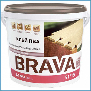 Клей ПВА BRAVA (дисперсия ПВА ДФ 51/15В) 1л (1 кг)