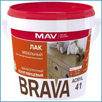 Лак BRAVA ACRYL 41 мебельный, глянцевый бесцветный 1л (1кг)