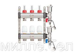 Коллекторная группа AVE136, 3 вых. AV Engineering (PRO серия Для теплого пола и водоснабжения)