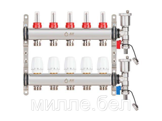 Коллекторная группа AVE136, 5 вых. AV Engineering (PRO серия Для теплого пола и водоснабжения)