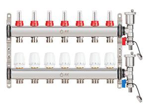 Коллекторная группа AVE136, 7 вых. AV Engineering (PRO серия Для теплого пола и водоснабжения)