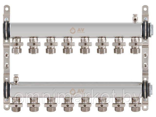 Коллекторная группа AVE134, 8 вых. AV Engineering (Для отопления (радиаторы) и водоснабжения. Не для теплого