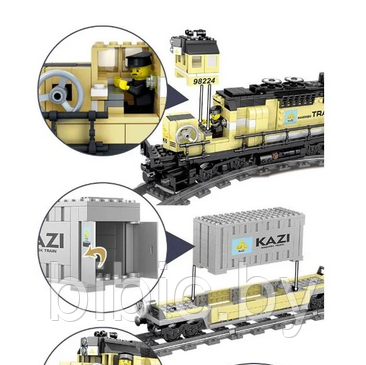 Детский конструктор Грузовой поезд на батарейках 98224, паровоз аналог лего lego сити железная дорога - фото 3 - id-p199168717