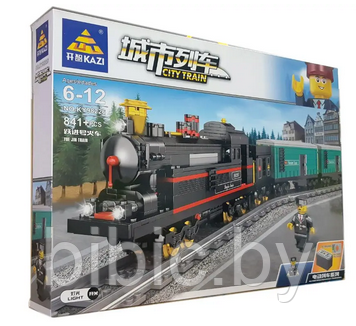 Детский конструктор Товарный поезд на батарейках 98226, паровоз аналог лего lego сити железная дорога - фото 2 - id-p199168718