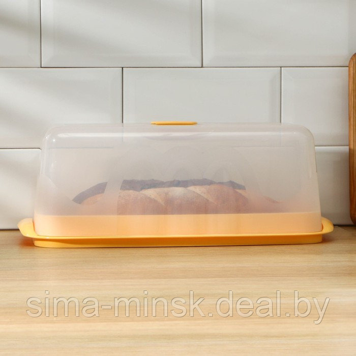 Хлебница с прозрачной крышкой, 36×22×13,5 см, цвет МИКС - фото 1 - id-p199170300