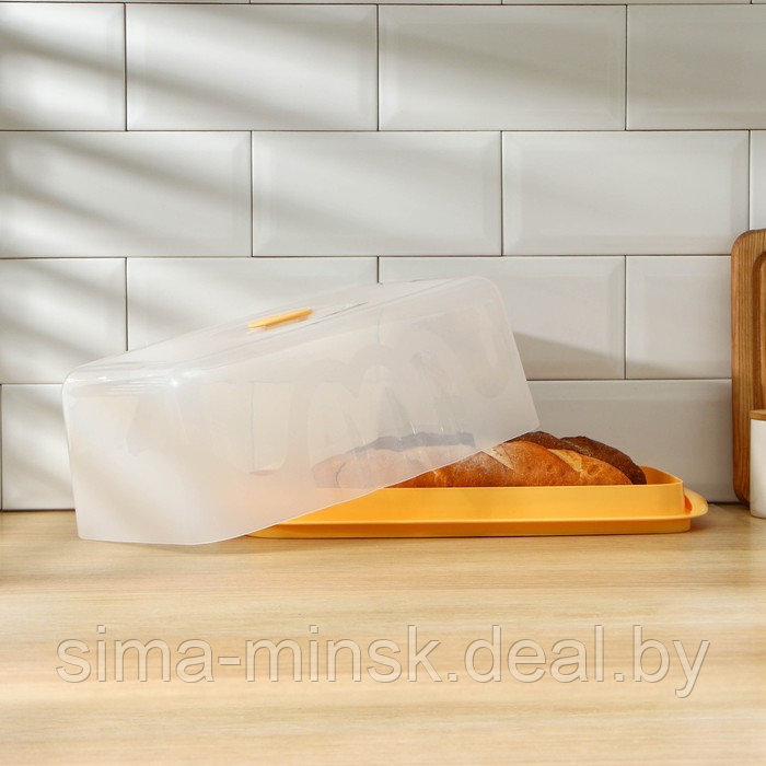 Хлебница с прозрачной крышкой, 36×22×13,5 см, цвет МИКС - фото 2 - id-p199170300