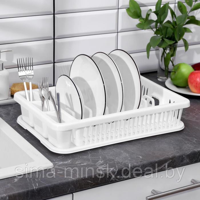 Сушилка для посуды, 42,5×27,5×9,5 см, цвет белый - фото 2 - id-p199169946