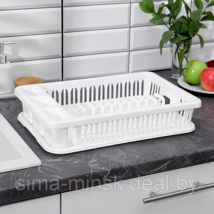 Сушилка для посуды, 42,5×27,5×9,5 см, цвет белый - фото 3 - id-p199169946