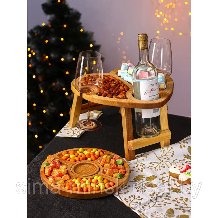 Подарочный набор посуды Adelica «С любовью», столик для вина d=32 см, менажница d=25 см, подсвечник d=8 см, - фото 2 - id-p199170110
