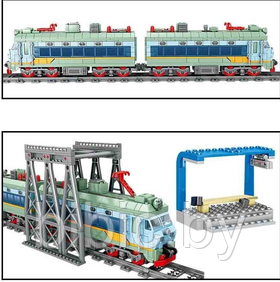 Детский конструктор Электропоезд на батарейках 98254, паровоз аналог лего lego сити железная дорога - фото 4 - id-p199173134