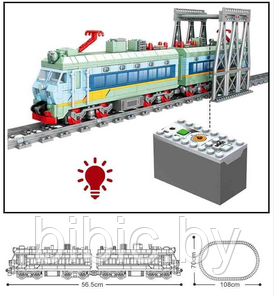 Детский конструктор Электропоезд на батарейках 98254, паровоз аналог лего lego сити железная дорога - фото 5 - id-p199173134