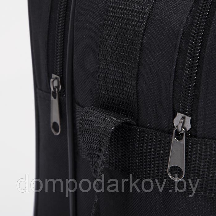 Сумка деловая, 2 отдела на молниях, наружный карман, длинный ремень, цвет чёрный - фото 6 - id-p199173398