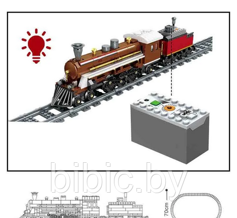 Детский конструктор на батарейках паровоз поезд на Диком западе 98250 аналог лего железная дорога - фото 2 - id-p199173431