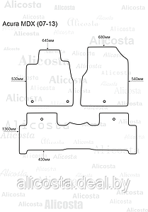 ЭВА автоковрики Acura MDX (07-13) Салон, Шестиугольник, Черный