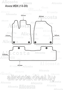 Ворсовые автоковрики Acura MDX (13-20) Салон, Standart, Черный