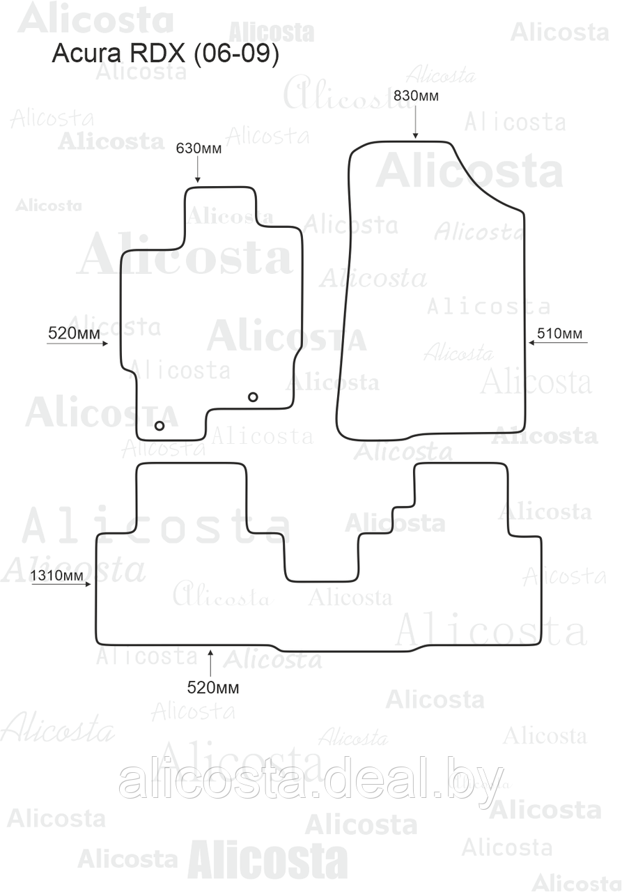 Ворсовые автоковрики Acura RDX (06-09) Салон, Premium, Черный - фото 1 - id-p199174558