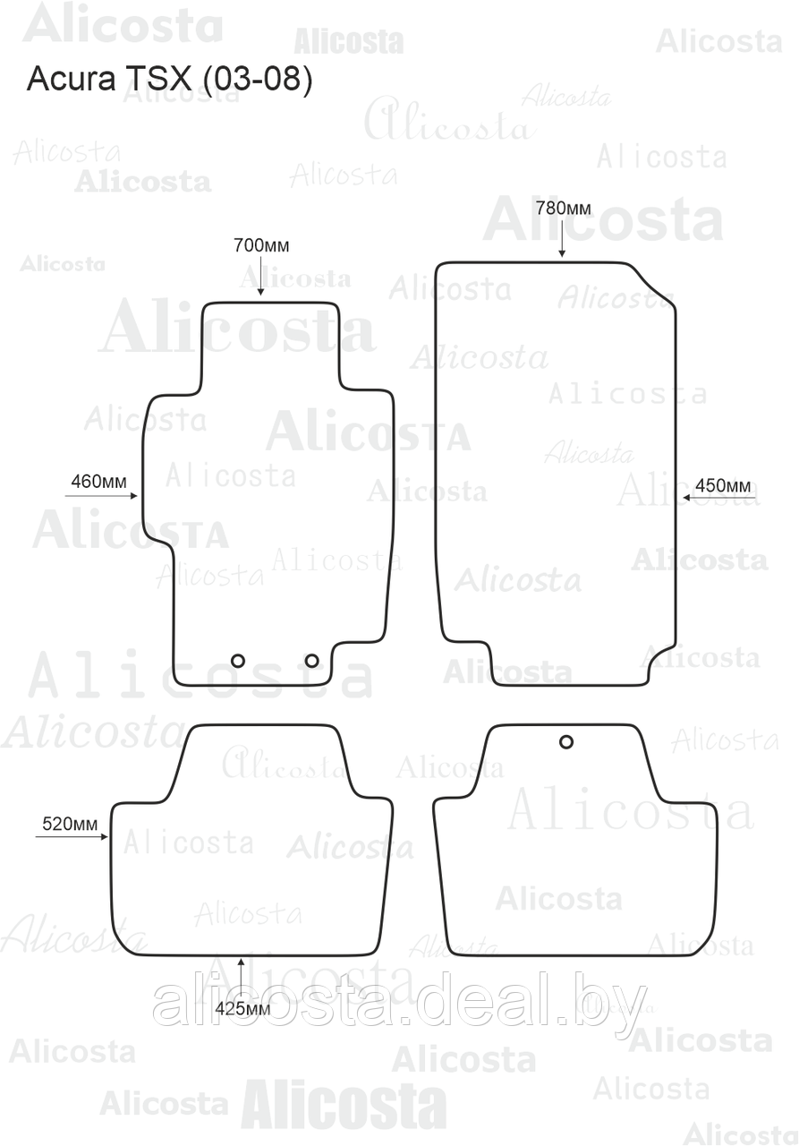 ЭВА автоковрики Acura TSX (03-08) Салон, Ромб, Черный - фото 1 - id-p199174618