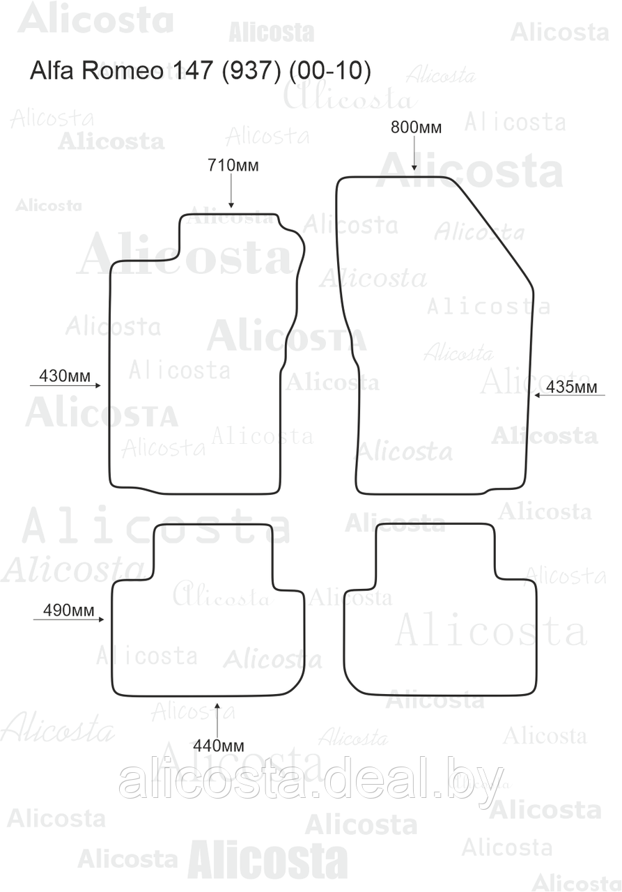 ЭВА автоковрики Alfa Romeo 147 (937) (00-10) Салон, Шестиугольник, Черный - фото 1 - id-p199174661