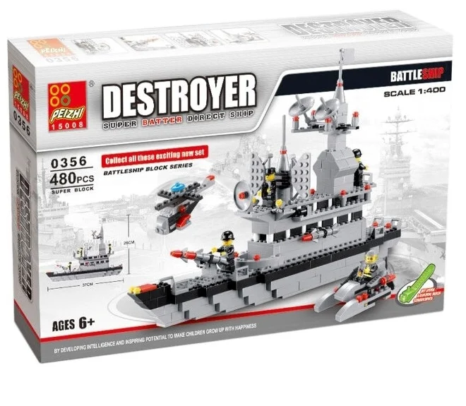 Конструктор Peizhi Destroyer 0356 Военный катер, корабль м