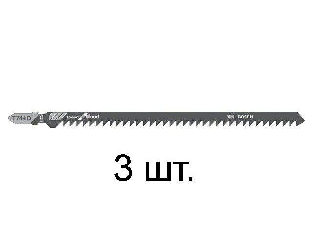 Пилка лобз. по дереву T744D (3 шт.) BOSCH (пропил прямой, грубый, быстрый рез) - фото 1 - id-p199201054