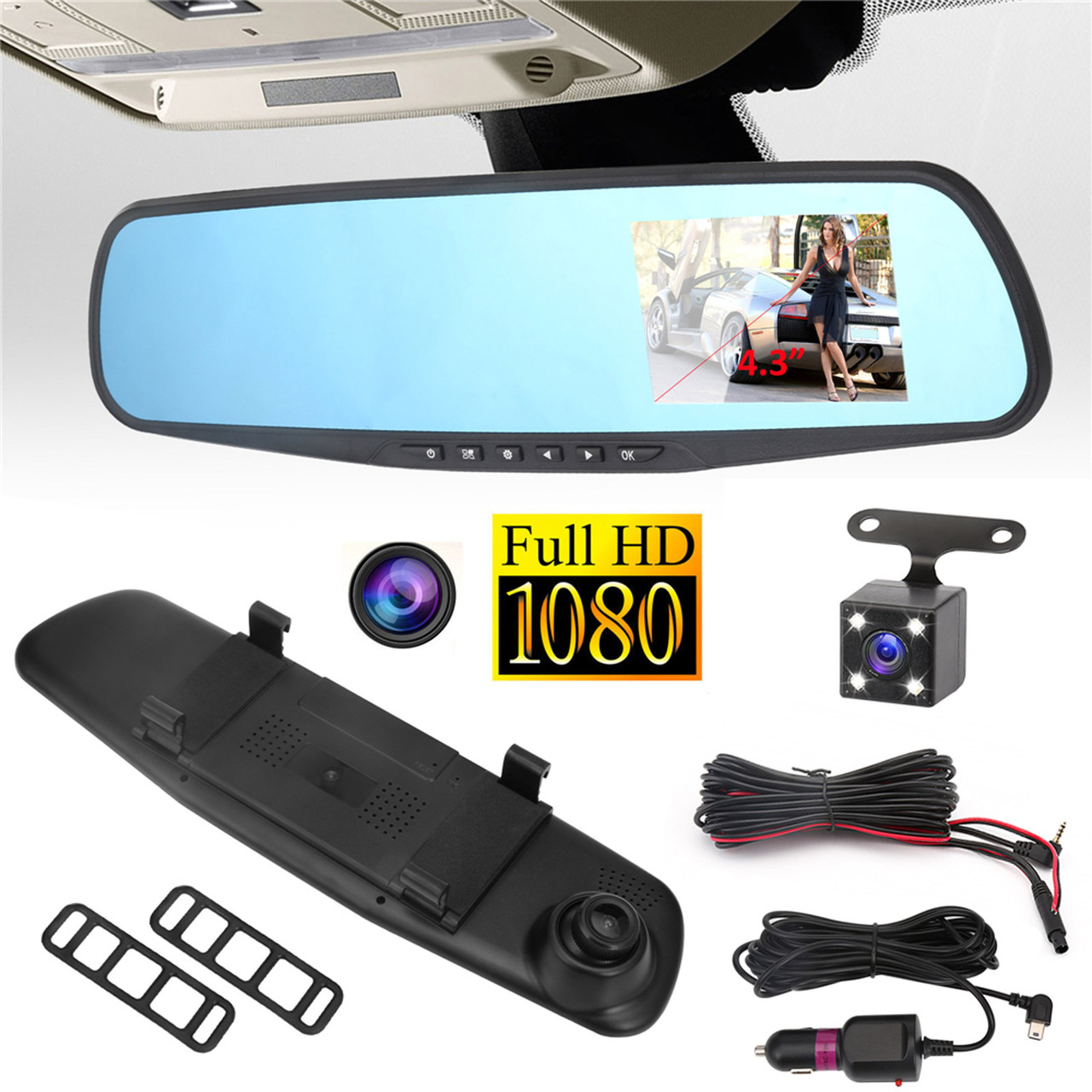 Видеорегистратор vehicle blackbox dvr 1080 с камерой заднего вида+подарок - фото 1 - id-p199232616