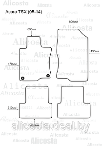 Ворсовые автоковрики Acura TSX (08-14) Салон, Standart, Черный