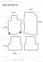 ЭВА автоковрики Acura TSX (08-14) Салон, Шестиугольник, Черный