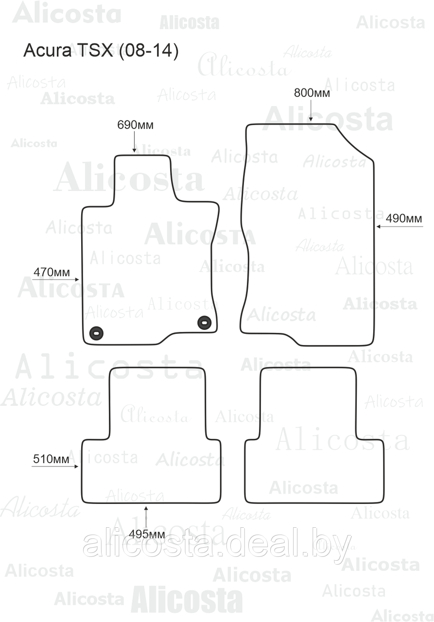 ЭВА автоковрики Acura TSX (08-14) Салон, Шестиугольник, Черный - фото 1 - id-p199174625