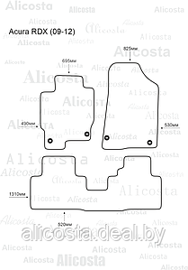 Ворсовые автоковрики Acura RDX (09-12) Салон, Standart, Черный