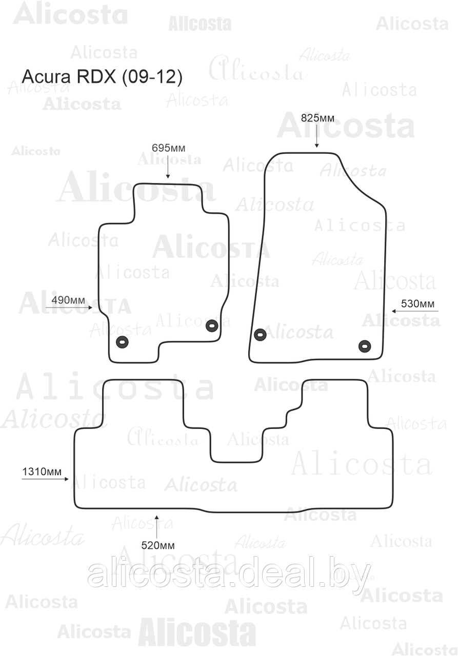 ЭВА автоковрики Acura RDX (09-12) Салон, Шестиугольник, Черный - фото 1 - id-p199174580