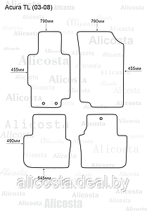 Ворсовые автоковрики Acura TL (03-08) Салон, Standart, Черный